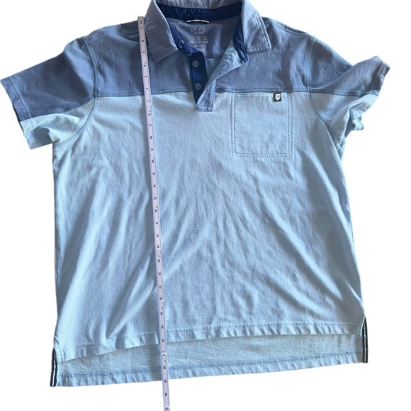 Chaps Polo Shirt • Mens XL • Navy Baby Blue •Two Tone Preppy Casual Cotton - Picture 5 of 6